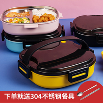 304 stainless steel insulated lunch box One food portable separation dinner plate student Office Hand Lunchbox Meal Kit