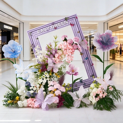 Monet's Garden Artificial Flower Arrangements Purple Floral Decorations for Shopping Mall Windows Spring Atmosphere Setup Fake Flower Decorations