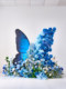 Artificial Flower Landscaping, Popular Butterfly Decoration, Blue Rose Waterfall Flower Wall, Large Fake Floral Art Scene Arrangement Ornaments
