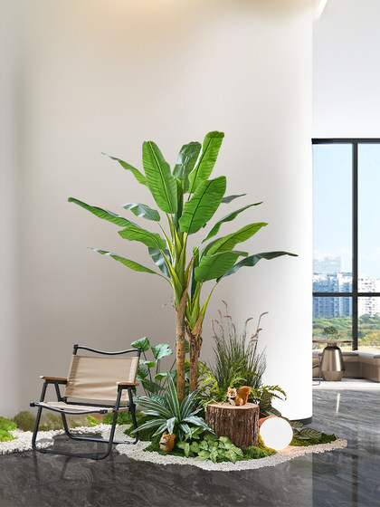 Camping-Style Large Artificial Green Plant Landscaping Combination, Outdoor Trendy Artificial Plants, Indoor Landscape Decoration
