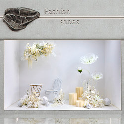 Artificial Flower Decorations, Wedding Dress Shop Window Display, Scene Arrangement, Women's Clothing Store, Lingerie Store, Women's Day Mall Display
