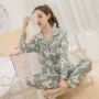 Bộ đồ ngủ dài tay cho nữ áo len cotton mùa xuân và mùa thu Hàn Quốc phiên bản mới mẻ và xinh xắn có thể mặc bên ngoài nhà chị em phục vụ thời trang đồ bộ