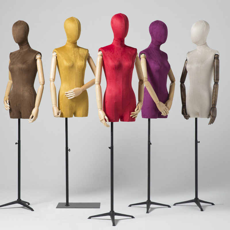 Golden model props female Korean clothing store window model display stand color suede velvet lead wooden hand