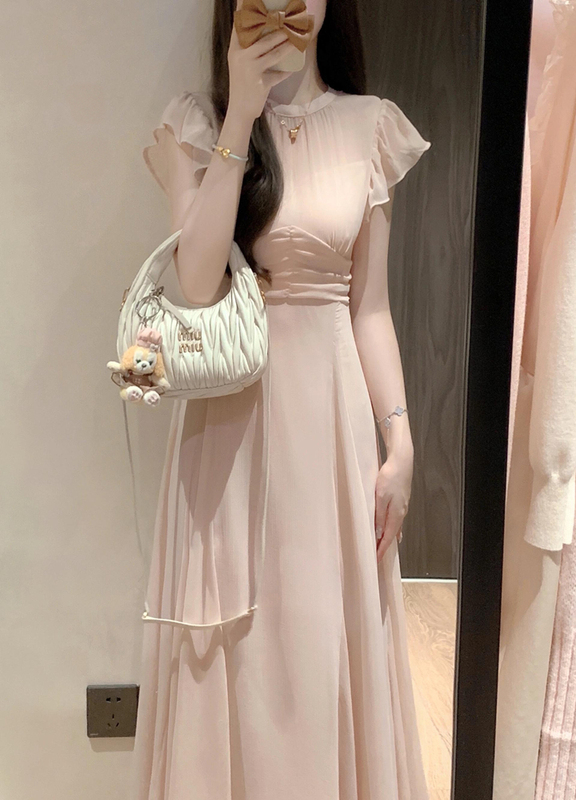 Japanese-Style Ruffled Dress for Women, Summer French Elegant and Gentle Temperament, Waist-Cinching, Slimming Long Dress for Petite Women Japanese-Style Ruffled Dress for Women, Summer French Elegant and Gentle Temperament, Waist-Cinching, Slimming Long Dress for Petite Women