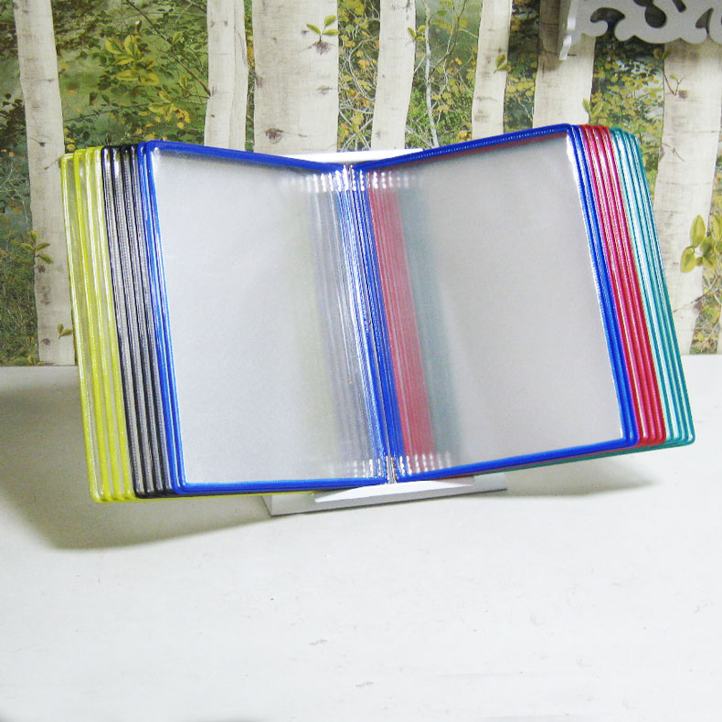 20 page desktop display desktop folder black blue white stent pvc yellow red rotation materials