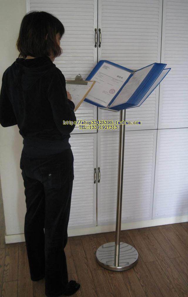 Standing Ground Show Shelf File Page-turning Bracket 20 Page A4 Stainless Steel Flyover Signs Pointing to the Billboard Advertisement