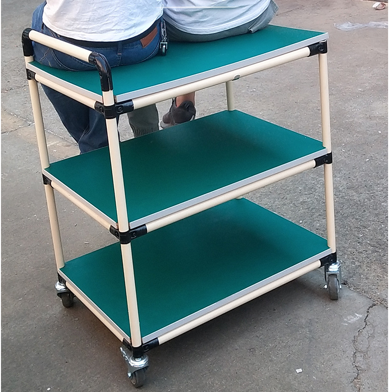 Lean Tube Weekly Transfer Car Workshop Two Floors Stroller Tool Car Antistatic Assembly Line Mobile Weekly Transfer Frame Material Cart