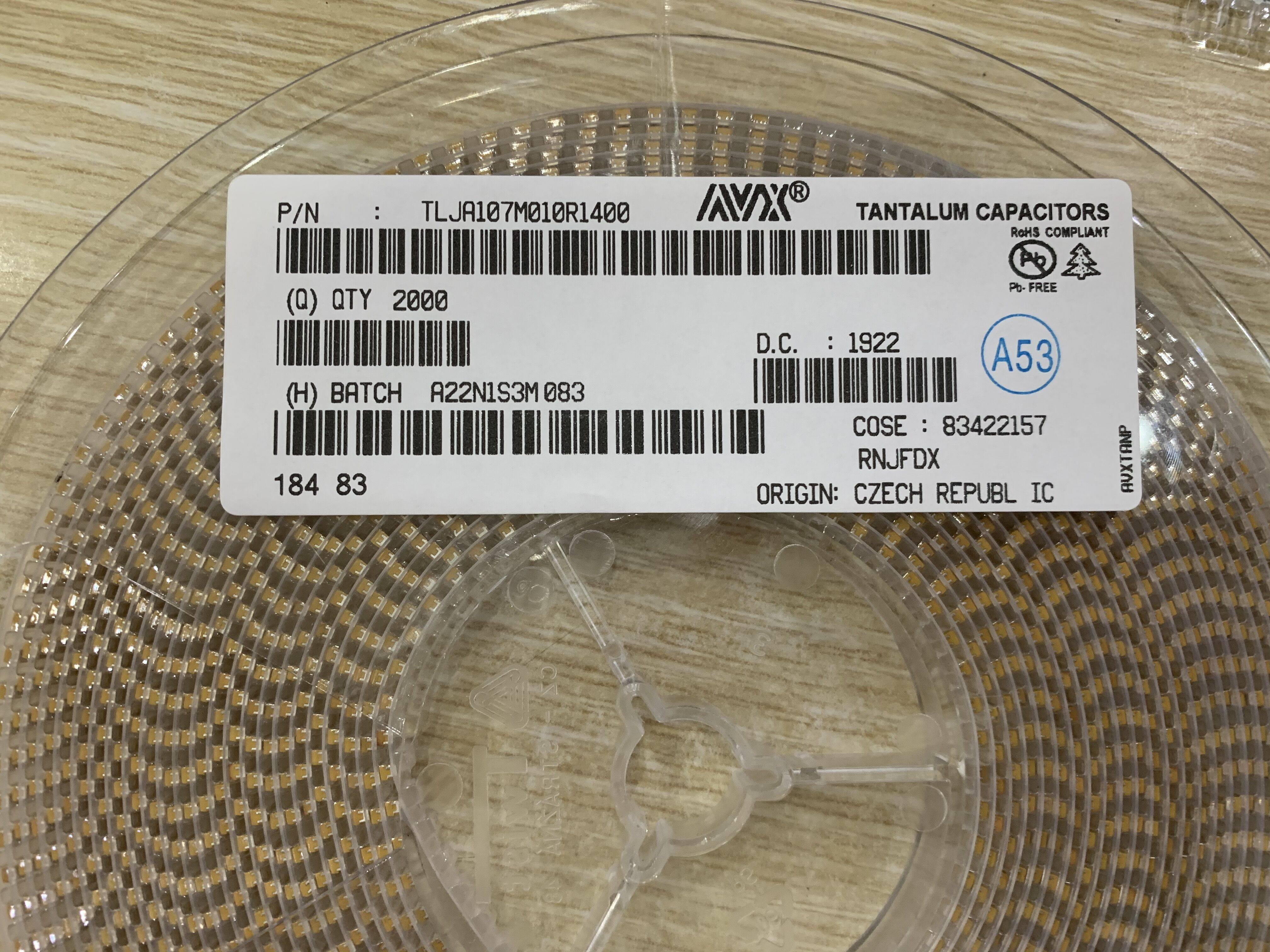Tantalum capacitive yellow 1206 3216 TAJA107K006RNJ 6.3V 100UF A type 107J