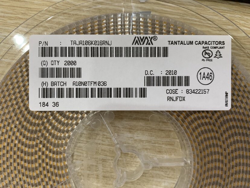 Yellow AVX 1206 3216 16V 10UF A type 106C 10% TAJA106K016RNJ