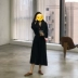 HEYGIRL anh trai màu đen gió mát váy đen nữ chic chic tay dài đầm voan dài đầu thu mới Váy dài