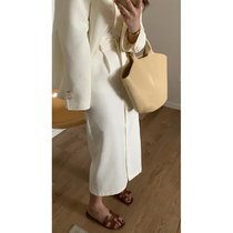 HEYGIRL black elder brother design sense high waist slim hem split skirt female Korean temperament a character Medium-length dress