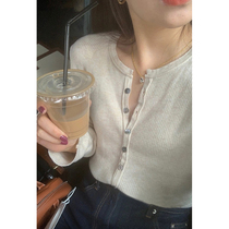 HEYGIRL Black Brother Early Autumn Lazy Pure Color Sweater Knitted Cardigan Short Top Women Joker Multicolor Thin