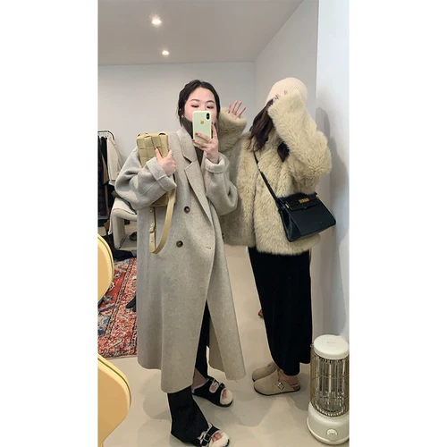 Классическое шерстяное шерстяное пальто, двусторонная кашемировая куртка