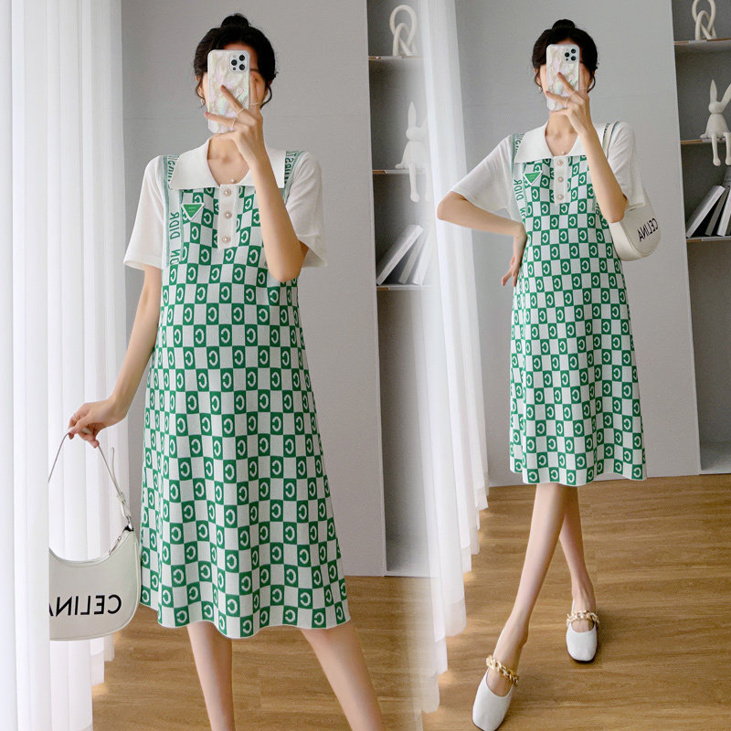 Maternity wear summer skirt fashion trendy brand hot mom shows thin temperament polo shirt can breastfeed out pregnant women dress