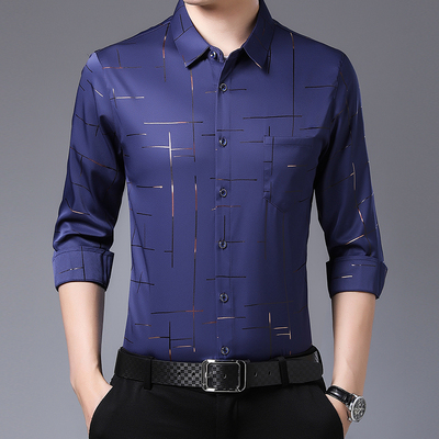 南极人春季新款长袖衬衫男士中青年