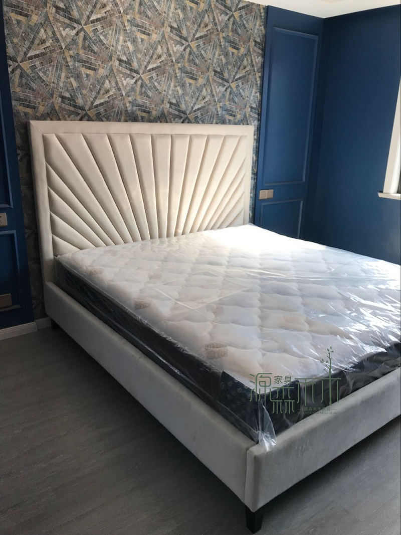 Mỹ hiện đại nhỏ gọn thời trang trắng giường bọc 1,5 m 1,35 m giường đôi căn hộ nhỏ giường ngủ khách sạn - Giường giường 2 tầng gỗ