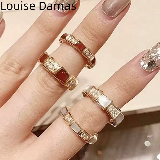 Модное золотое кольцо Louise Damas, стиль легкой роскоши, серебро 925 пробы, 18 карат, розовое золото, на указательном пальце