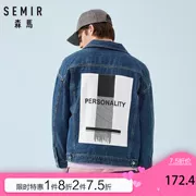 Senma denim jacket nam mùa xuân retro áo khoác lỏng in quần áo denim 2019 mới chic port gió quần áo nam - Mùa xuân