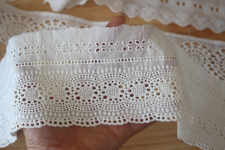 2 Yards für Hochzeitskleid, bestickter Spitzenstoff, DIY-Kleiderdekorationen, Spitzenbesatz, Zubehör, gebrochenes Weiß – Detail 5