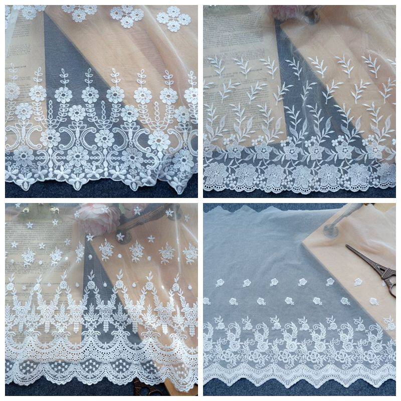 Export high quality wire cotton thread embroidered unilateral lace lace lace hand diy wedding dress accessories