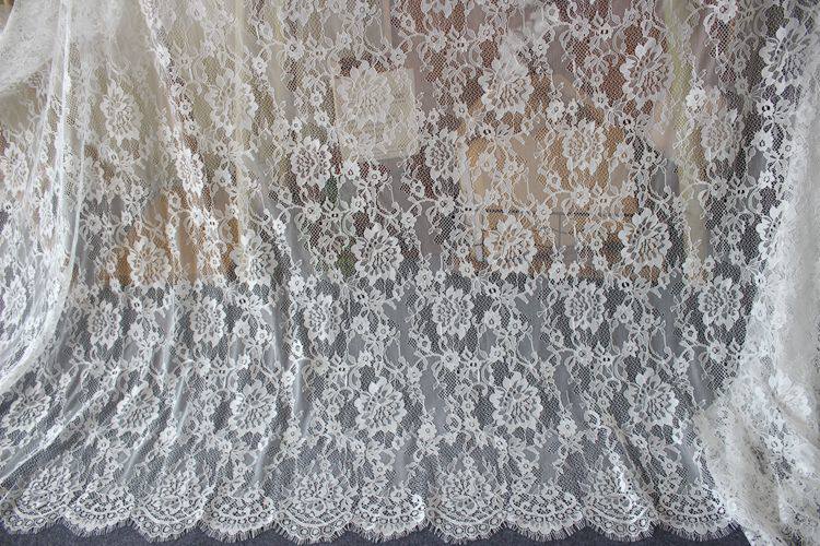 1,5m x 1,5m Baumwoll-Wimpernspitzenstoff mit französischer Seilstickerei DIY Nähen von Kleidern, Vorhängen und Tischdecken – Detail 8
