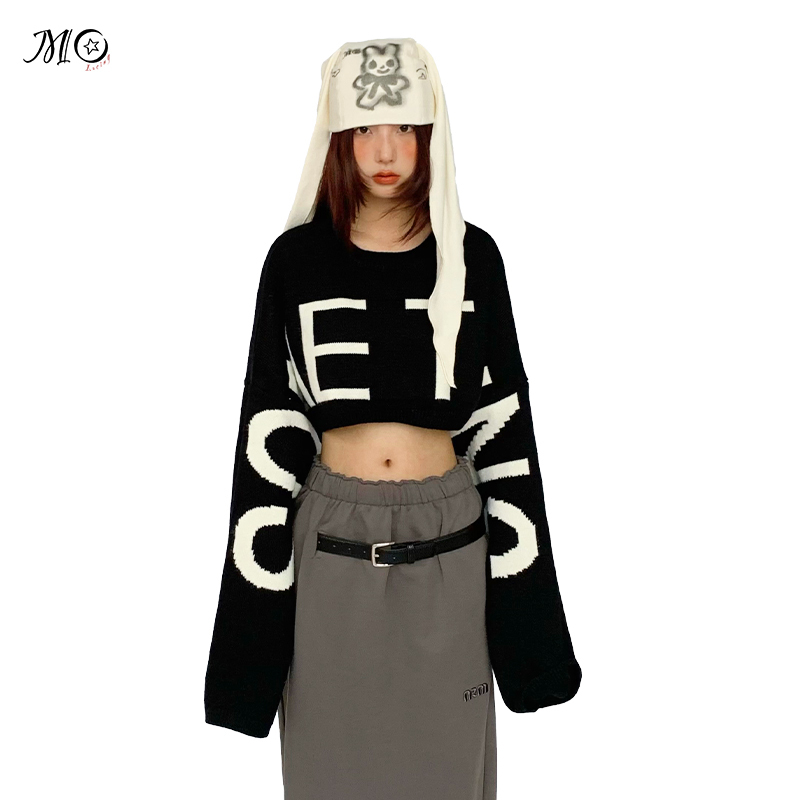 “Nomad” Oversized Sleeve Printed Casual Short Sweater