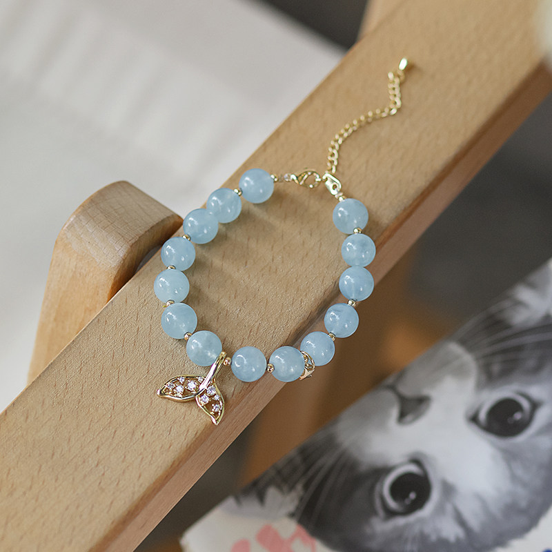Sea Blue Treasure Crystal Handmade Female Summer Brief original natural blue beads Beads Girls Handstring Fish Tail Ornaments