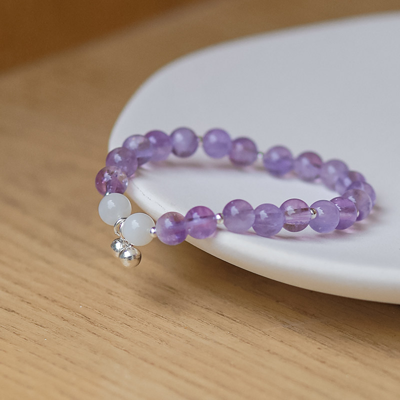 Lavender amethyst bracelet ins niche design natural purple jade beads beaded girls girlfriend bracelet