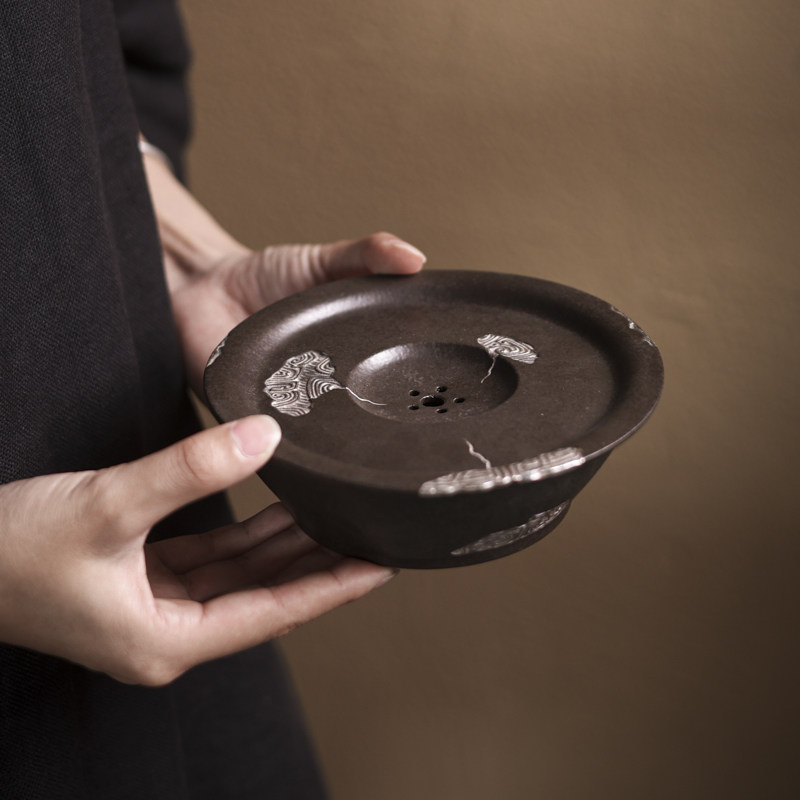 (Grey hanqing glaze RMBthree jug bearing) Ceramic dry foam table Retro pot Todaystyle tray tea tea Tea-Taobao-Taobao