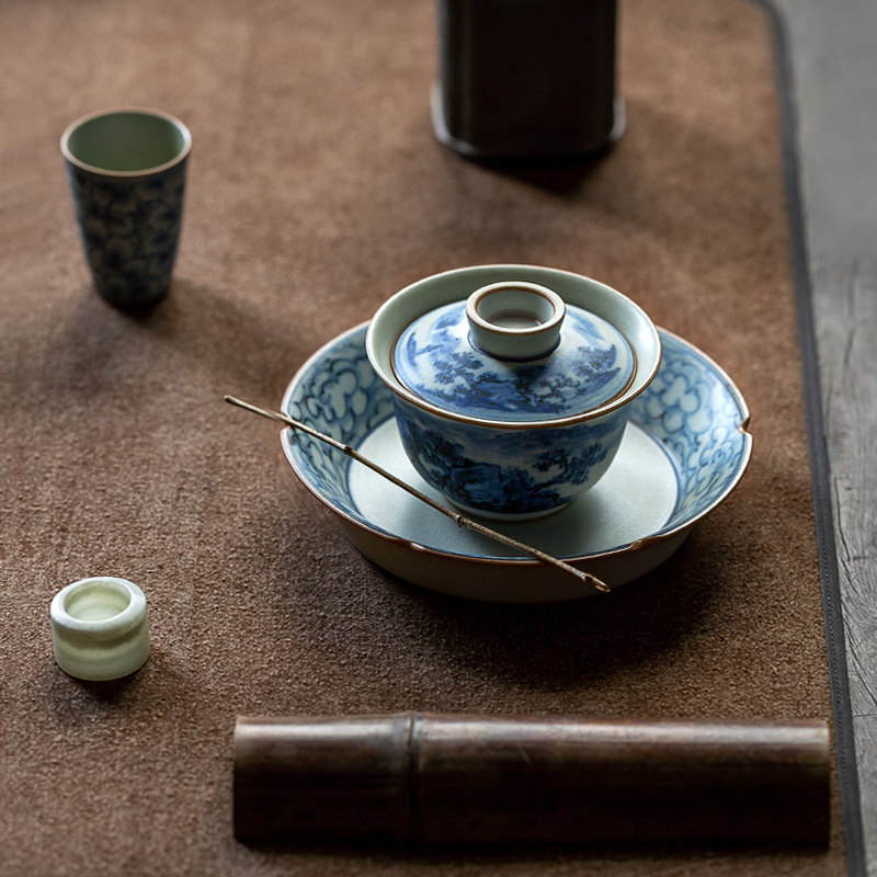 (Qingyun petal pot bearing) Jingdezhen retro Qing Dynasty Qing Dynasty Qing Dynasty Qing Dynasty Porcelain Raising Pot small tea tray Dry tea Tea Pot Trays-Taobao