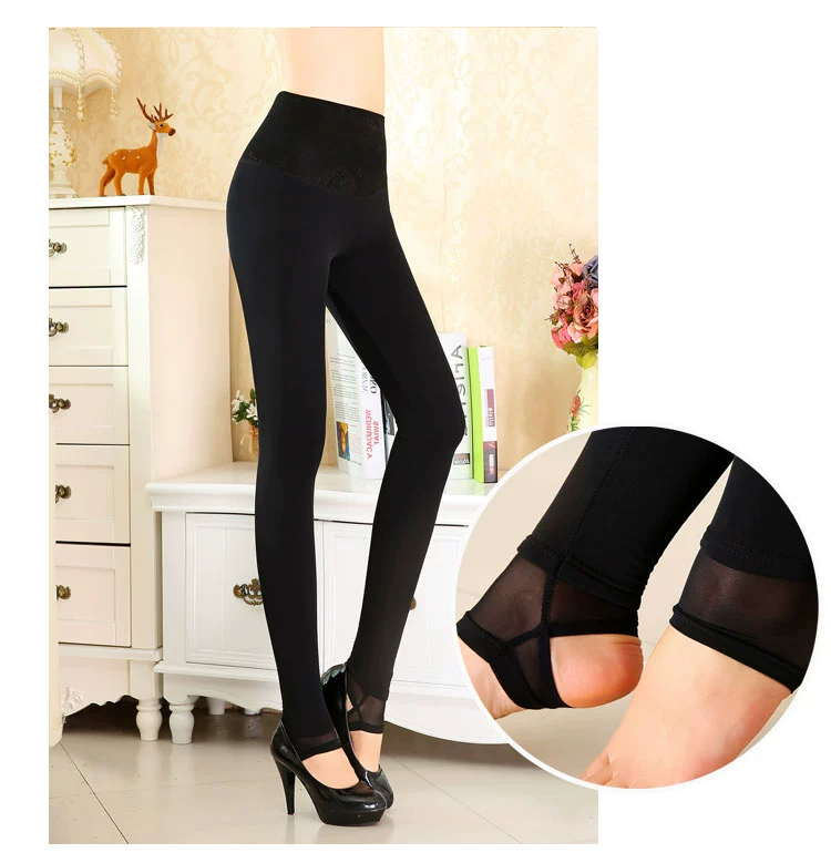 Weibin cộng với quần legging nhung mùa thu và mùa đông hot sale phần mỏng chống móc lưới bước quần 8630 8638