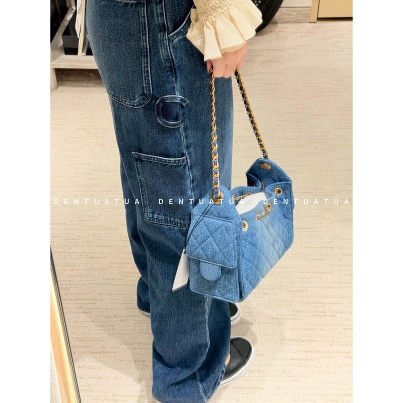 Dentuatua Details Enthusiasts Are in Ecstasy! 26Ss Low-Waist Denim Jeans with Workwear Pockets, Straight-Leg Pants for Women