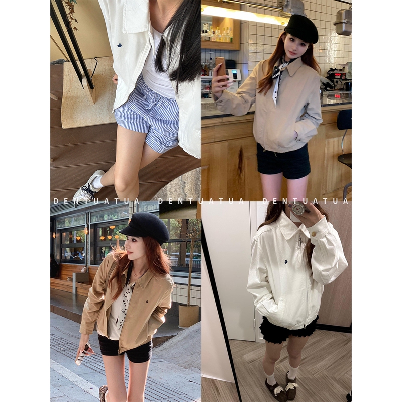 Dentuatua a Must-Have for Early Autumn! 26Fw Lapel Embroidered Zipper Long-Sleeve Jacket for Women