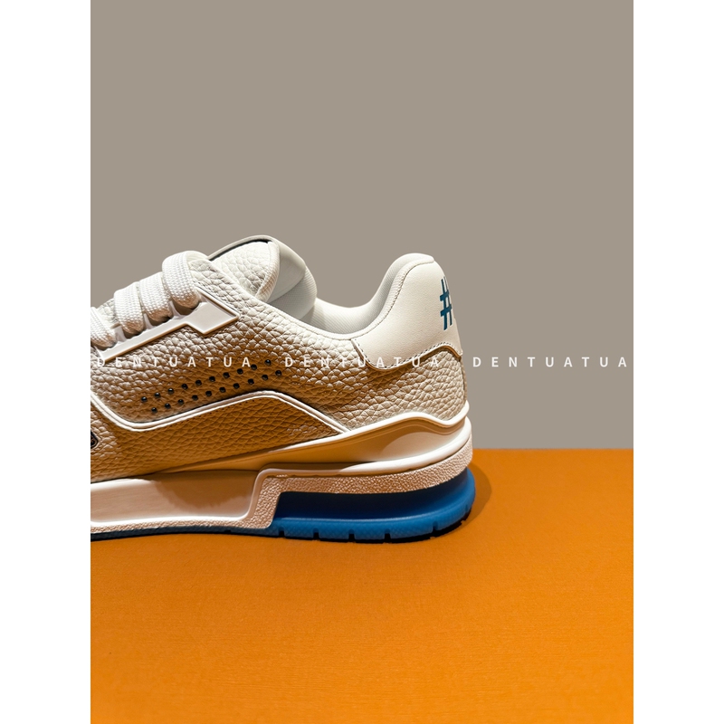 Dentuatua Neon Shadow Texture! 25Fw Color-Blocked Lace-Up White Cement Casual Sneakers for Women
