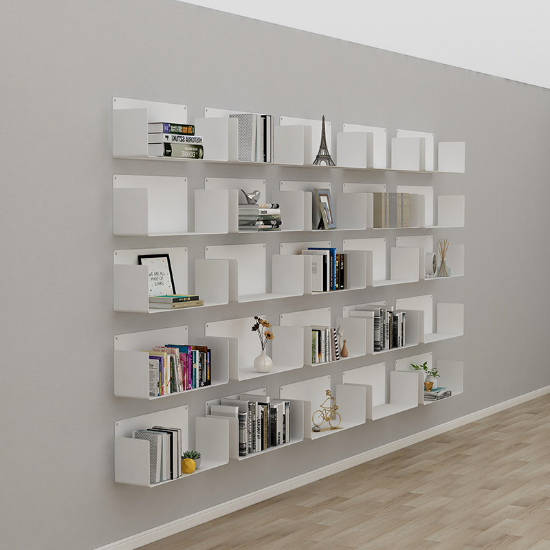 Nordic Wall Iron Art Shelf Wall-mounted Minimalist Creative Bookshelf Partition Wall Trim Shelf Living Room Show Shelf