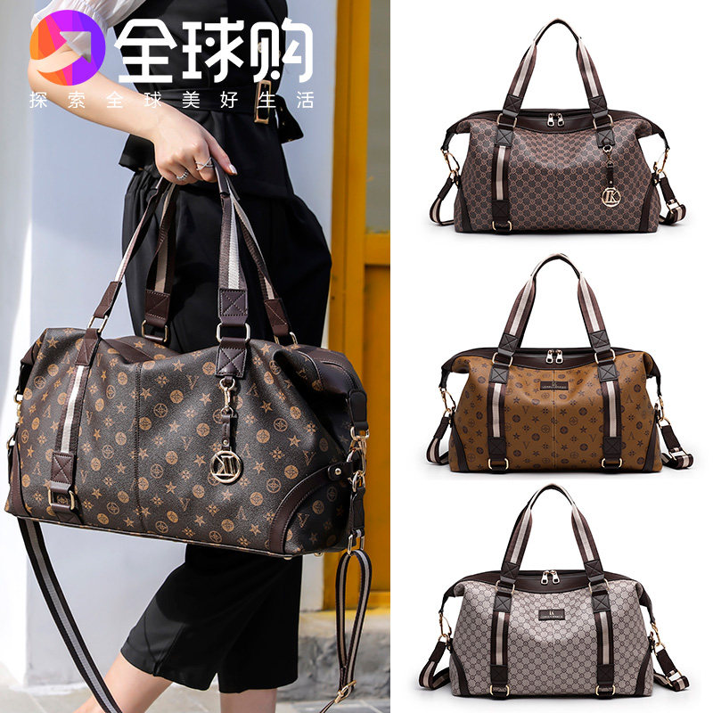 Hong Kong net red travel bag women's short-distance large capacity leather business trip portable male travel bag lightweight portable