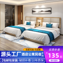 Guest House Furniture Bed Punctuator complete and quick hotel bed apartment TV cabinet Minsleeping rental room table and chairs manufacturer custom-made