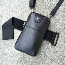 New mobile phone bag men wear belt running bag mobile phone arm bag ultra-thin running multifunctional crossbody small bag leather vertical