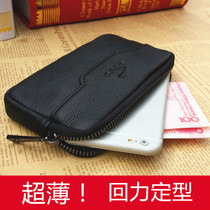 Mobile phone bag mobile phone running bag men wear belt Horizontal Mens ultra-thin leather single layer mobile phone bag belt bag mobile phone case