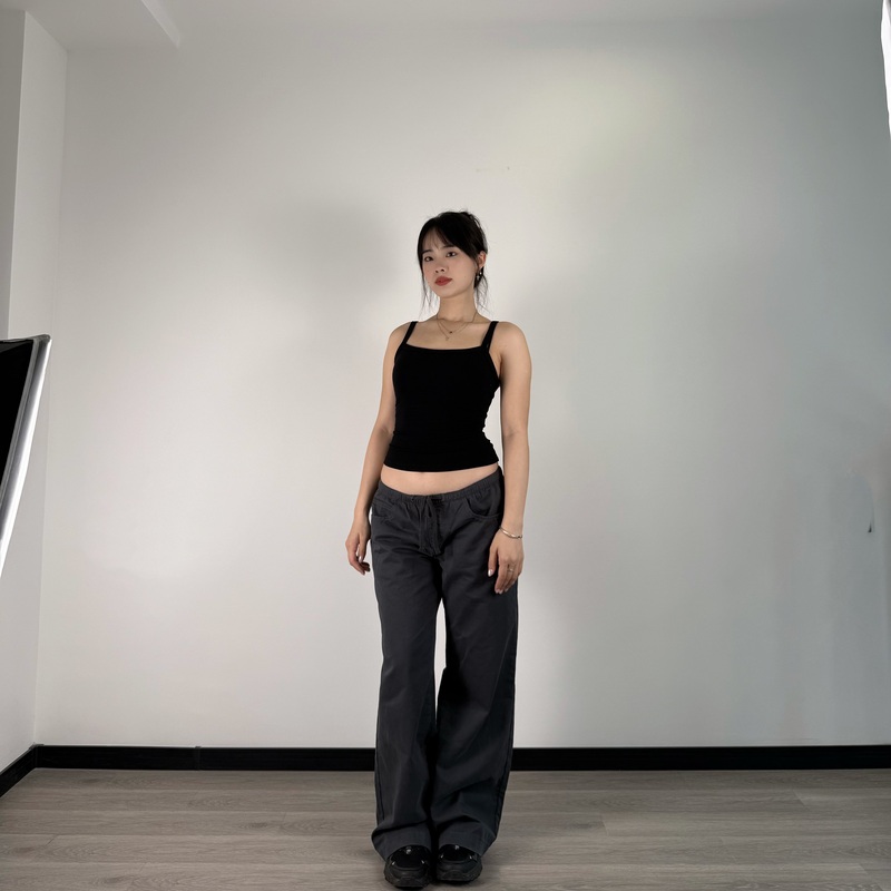 Oways* Low-Waist Pure Cotton Summer Straight-Leg Pants Navy Dark Gray Brown Slimming Casual Pants Women's American-Style Washed Workwear