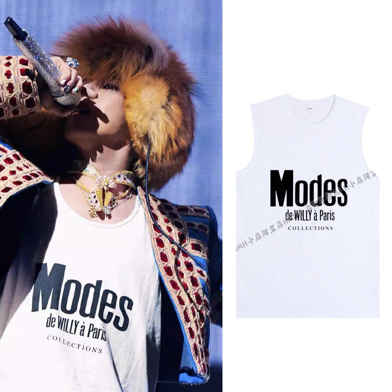 Bigbang G-Dragon (Gd) Coachella Music Festival Same Style Modes Vest Pure Cotton Versatile Sleeveless T-Shirt Top