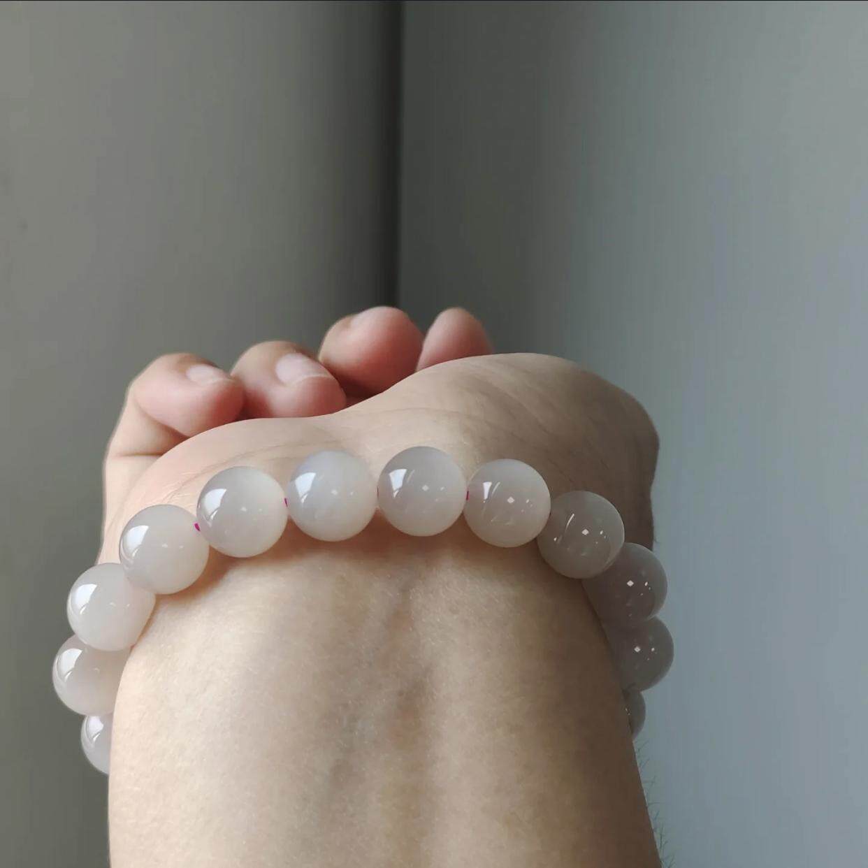 Hetian Jade Cat's Eye Bracelet, Ice-Type Lotus Root Pink Bead String, Natural Jade Sparkling Cat's Eye Bracelet, High-End Qinghai Material