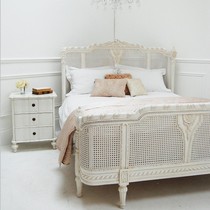 American Countryside French Retro Solid Wood Rattan Bed European Luxurious Carved Design Double Bed Nordic Art Wedding Bed