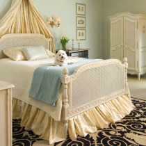American style French retro solid wood bed Mediterranean pastoral carved rattan childrens bed neoclassical simple bed