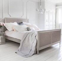 Rafferty rattan gray bed rattan French simple bed American country French retro solid wood simple rattan double bed