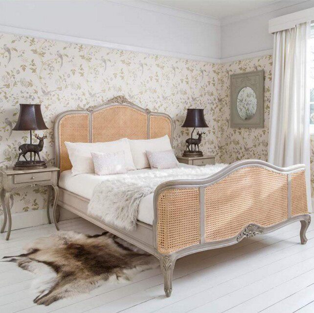 American countryside French style retro solid wood vine bed European-style carved antique design double bed natural vines French bed-Taobao