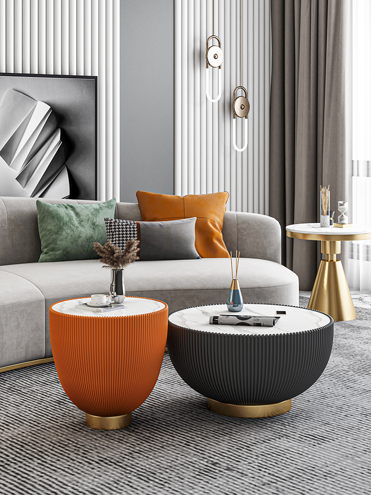 Rock Board Tea Table Combo Round Light Extravaganza Red Wind Designer Living-room Small Round Table Hotel Edge A Few Modern Minima