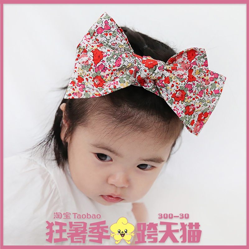 Summer thin baby hair with a large red butterfly knot Baby halogen door hair adorned with cute super cute princess female baby head decoration