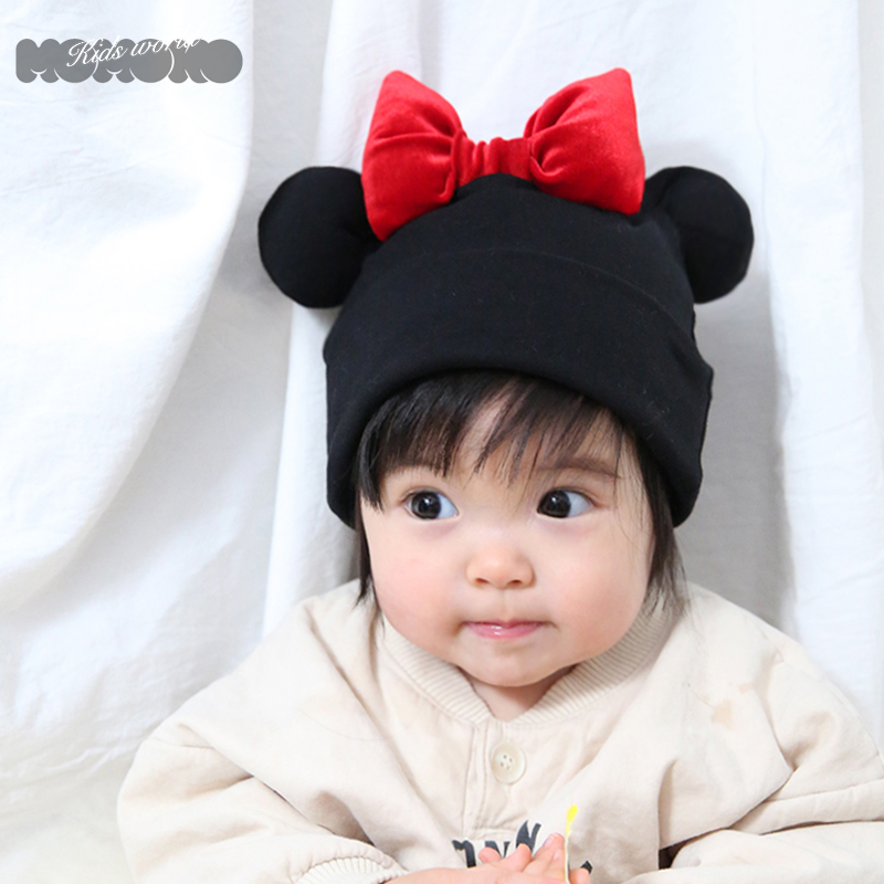 Baby hat autumn and winter Mickey boneless mouse girl newborn ins baby hat cute super cute Korean version for children - Taobao