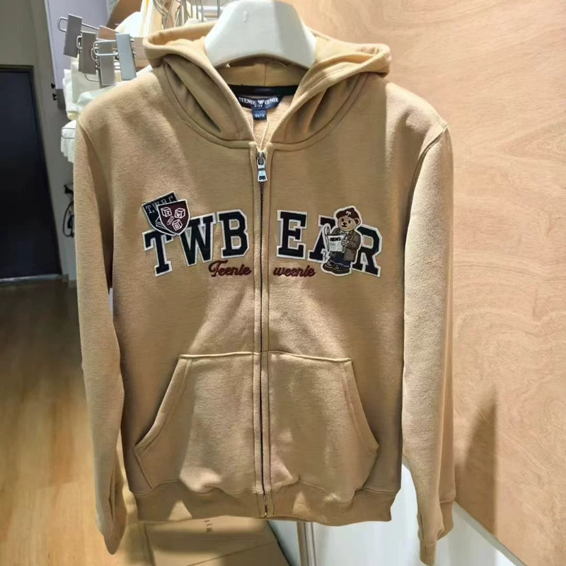 Tw Little Bear Korean Spring and Autumn New Casual Fleece Hooded Zipper Cardigan for Boys and Girls Tkmz257893I